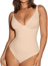 Load image into Gallery viewer, Deep V Neck Thong Compression Body Suits for Women